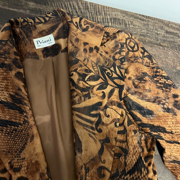 VINTAGE 80s/90s PRIANI PARIS ABSTRACT PRINT BLAZER JACKET SZ US 4 - Picture 10 of 12